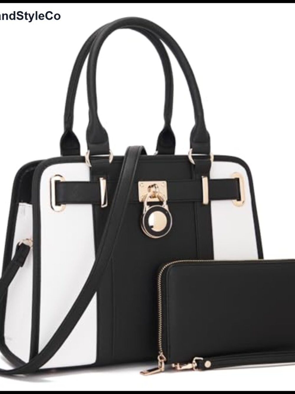 Vegan Leather Satchel Tote Handbag Set with RFID Wallet
